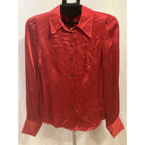 Boden Red Vicose Button Down Blouse (see measurements) - Picture 1 of 3